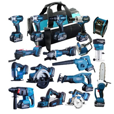 Ekiiv Professional Working Tools 18pcs In One 4.0ah 5.0ah 6.0ah Battery 18v 20v 21v Cordless Hammer Drill Combo Set