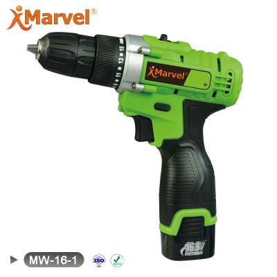 MARVEL wholesale Rechargeable 30Nm CE GS ROHS Certificates 10mm 1.3Ah 1.5Ah 2.0Ah 16.8V low price cordless drill